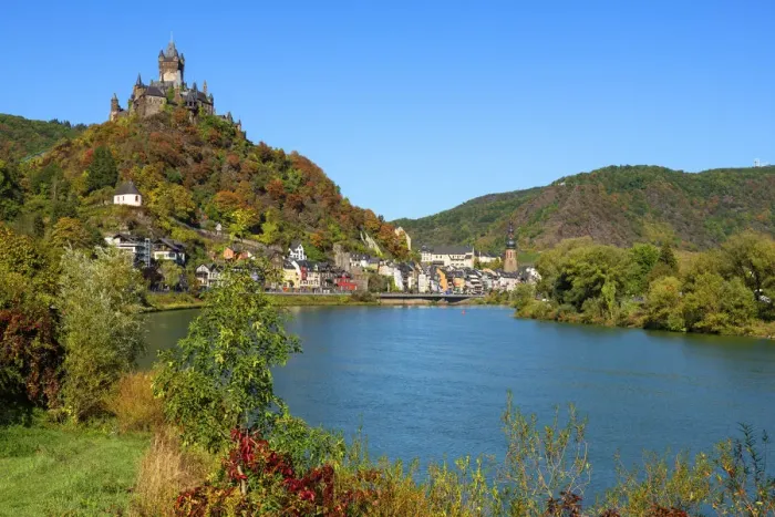 Framed Print : Reichsburg with river Mosel and Cochem, Mosel valley, Rhineland-Palatinate, Germany