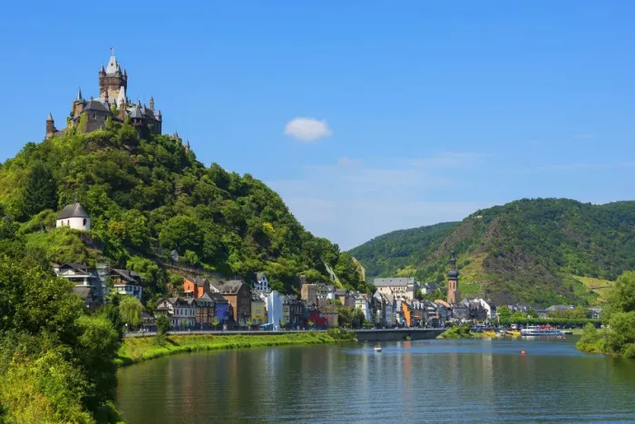 Framed Print : Reichsburg with river Mosel and Cochem, Rhineland-Palatinate, Germany Framed Print : Reichsburg with river Mosel and Cochem, Rhineland-Palatinate, Germany