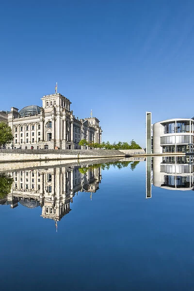 Reichstag, Paul Laobe Haus and River Spree, Berlin, Germany