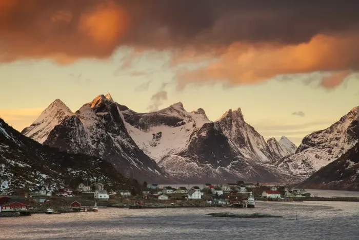 Framed Print : Reine, Lofoten, Norway. The colors of sunset in Reine