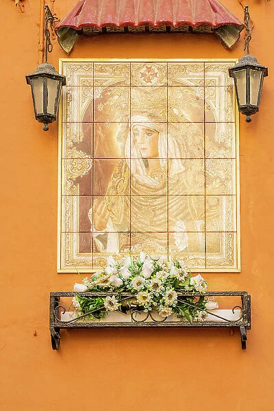 Religious tiled icon, Cadiz, Andalusia, Spain