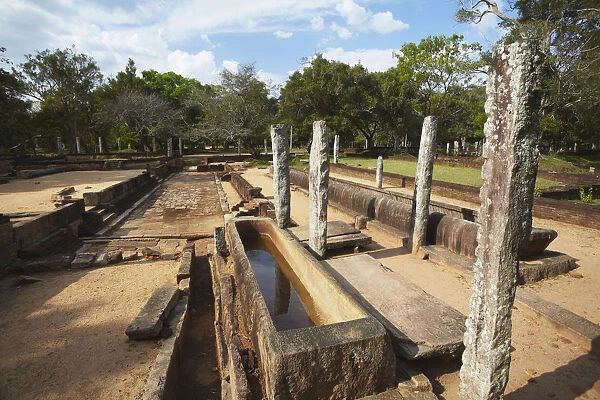 Remains of monastic refectory, Northern Ruins, Anuradhapura, (UNESCO World Heritage Site)