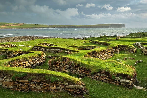 Remains of a Viking settlement on the Brough of Birsay, Orkney Islands, Scotland. Autumn (September) 2022