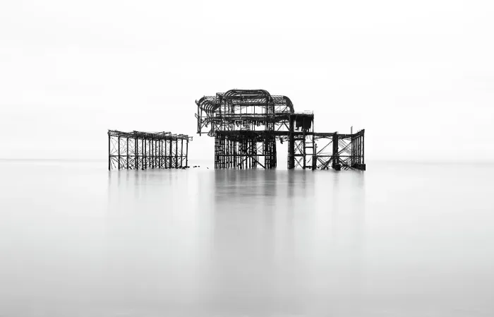 Framed Print : Remains of the West Pier in Brighton, Brighton and Hove, East Sussex, England