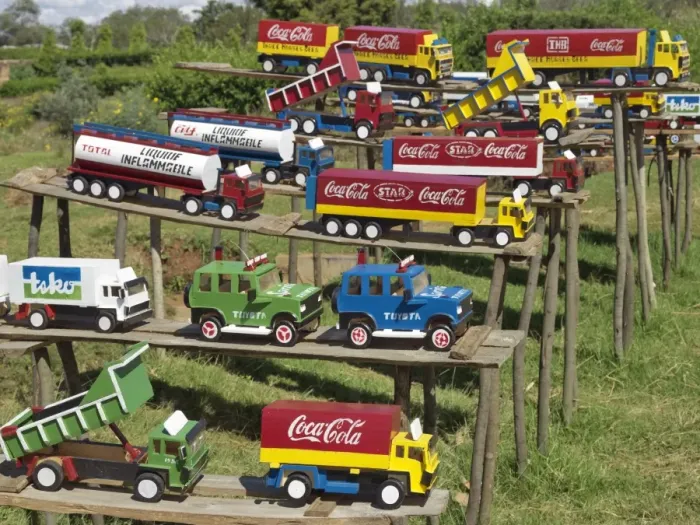 Framed Print : Replica trucks and lorries for sale at a roadside stall Framed Print : Replica trucks and lorries for sale at a roadside stall