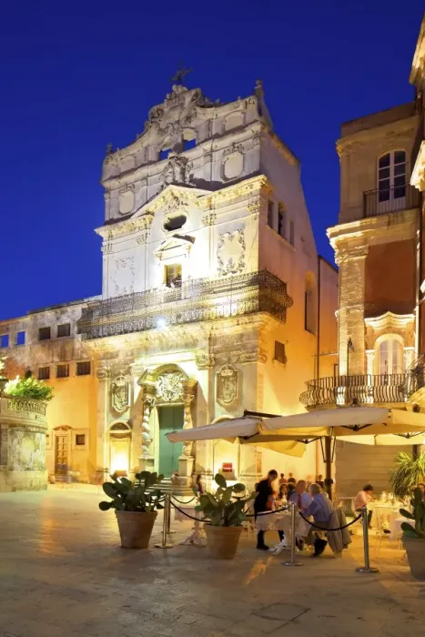 Framed Print : Restaurant and The Abbey Church Of Saint Lucia, Ortygia, Syracuse, Sicily, Italy Framed Print : Restaurant and The Abbey Church Of Saint Lucia, Ortygia, Syracuse, Sicily, Italy