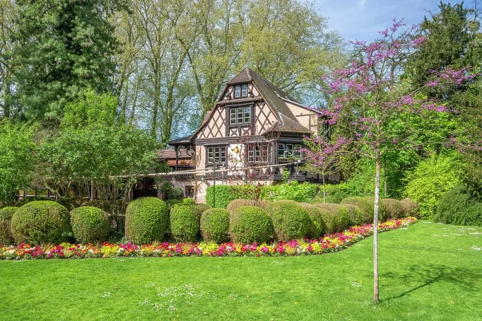Framed Print : Restaurant Buerehiesel in the Orangery Park, Strasbourg, Alsace, Bas-Rhin, Grand Est, France Framed Print : Restaurant Buerehiesel in the Orangery Park, Strasbourg, Alsace, Bas-Rhin, Grand Est, France