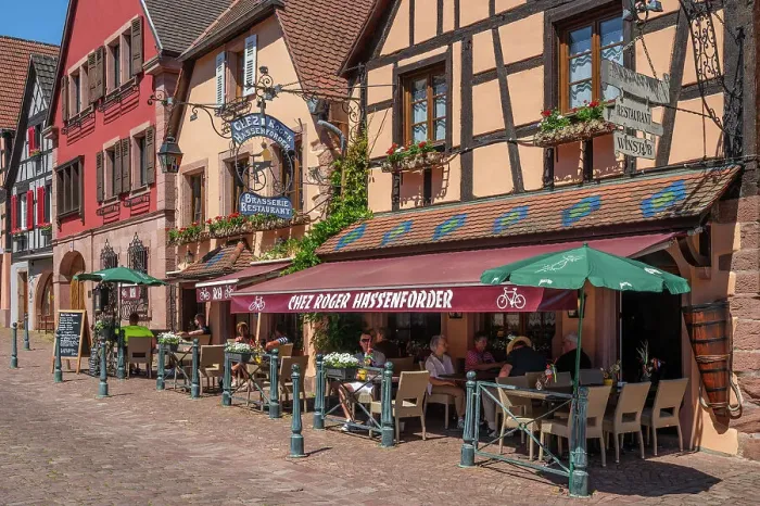 Framed Print : Restaurant at Kaysersberg, Haut-Rhin, Alsace, Alsace-Champagne-Ardenne-Lorraine, Grand Est, France Framed Print : Restaurant at Kaysersberg, Haut-Rhin, Alsace, Alsace-Champagne-Ardenne-Lorraine, Grand Est, France