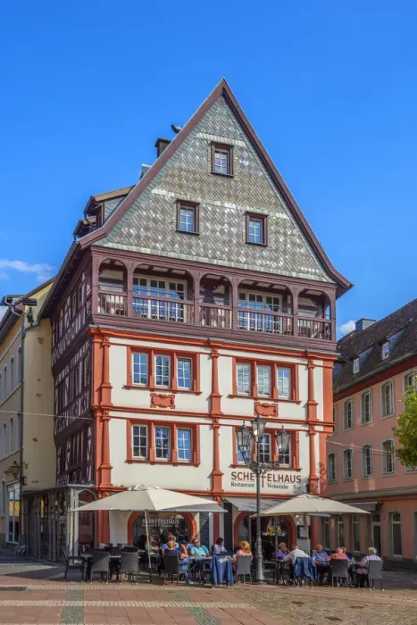 Framed Print : Restaurant at Marktplatz, Neustadt an der Weinstrasze, Deutsche Weinstrasze, Rhineland-Palatinate, Germany