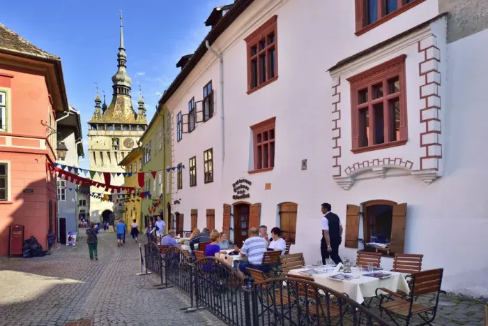 Framed Print : Restaurant in the medieval old town inside the citadel. A Unesco World Heritage Site Framed Print : Restaurant in the medieval old town inside the citadel. A Unesco World Heritage Site