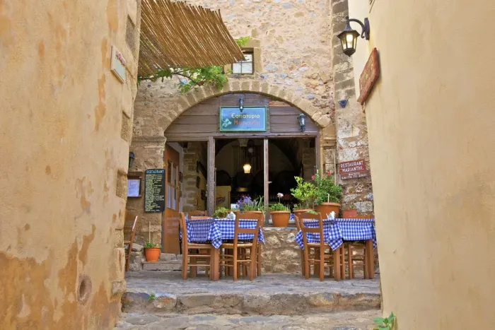 Framed Print : Restaurant, Monemvasia, Laconia, The Peloponnese, Greece, Southern Europe Framed Print : Restaurant, Monemvasia, Laconia, The Peloponnese, Greece, Southern Europe