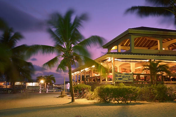 Restaurant at night in San Pedro, Ambergris Caye, Caribbean, Central America