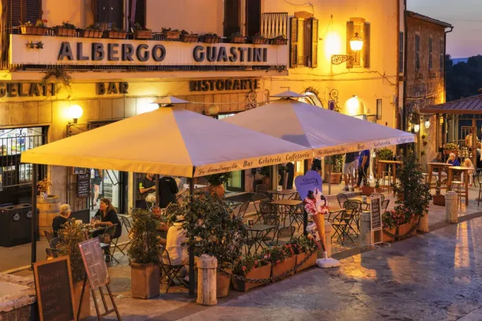Framed Print : Restaurant in the old town of Pitigliano, Maremma, Grosseto District, Tuscany, Italy Framed Print : Restaurant in the old town of Pitigliano, Maremma, Grosseto District, Tuscany, Italy