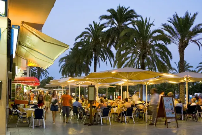 Framed Print : Restaurants, Sant Antoni, Ibiza, the Balearic Islands, Spain Framed Print : Restaurants, Sant Antoni, Ibiza, the Balearic Islands, Spain