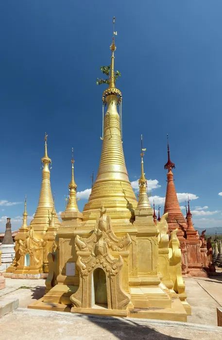 Framed Print : Restored pagodas at Indein village, Taunggyi, near Inle Lake, Shan State, Myanmar (Burma), Asia