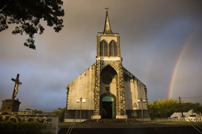 Framed Print : Reunion Island, St-Andre, Cirque de Salazie, Town Church Framed Print : Reunion Island, St-Andre, Cirque de Salazie, Town Church