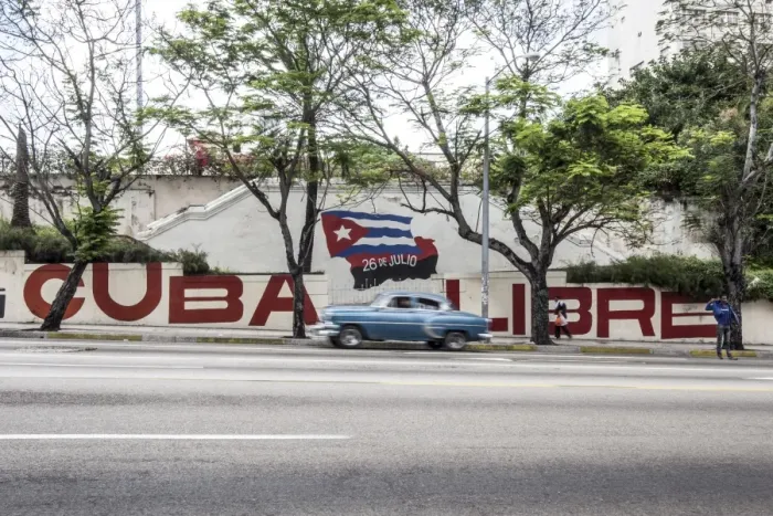 Framed Print : Revolutionary sign on Calle 23, Vedado, Havana, Cuba