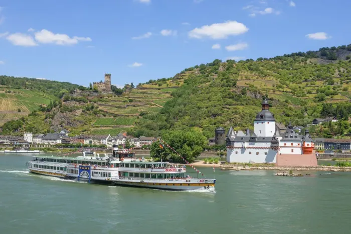 Framed Print : Rhine with Pfalzgrafenstein and Gutenfels castles, Kaub, Rhine valley Framed Print : Rhine with Pfalzgrafenstein and Gutenfels castles, Kaub, Rhine valley