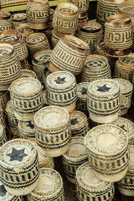 Framed Print : Rice baskets for sale in Luang Prabang (ancient capital of Laos on the Mekong river), Laos Framed Print : Rice baskets for sale in Luang Prabang (ancient capital of Laos on the Mekong river), Laos