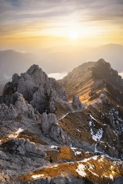 Framed Print : Rifugio Rosalba and Grignetta (Grigna Meridionale) with Torre Cecilia at sunset. Piani Resinelli, Lecco, Lombardy, Italy