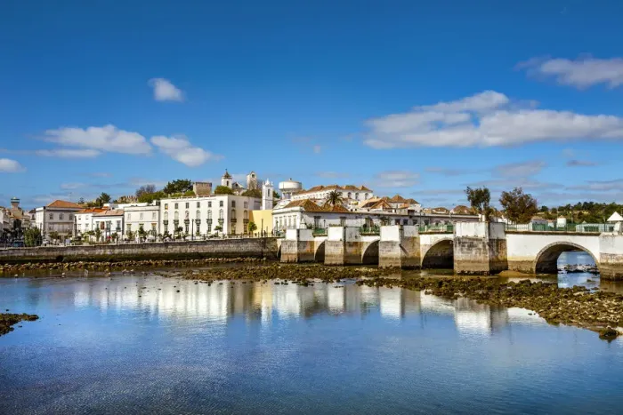 Framed Print : Rio Gilao and roman bridge, Tavira, Algarve, Portugal Framed Print : Rio Gilao and roman bridge, Tavira, Algarve, Portugal
