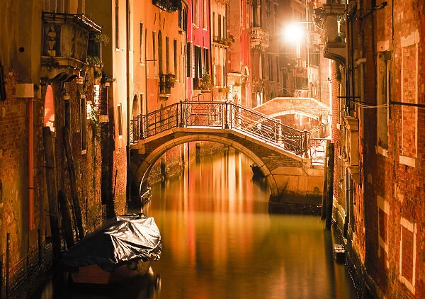 Rio de San Giovanni Laterano at Night, Venice, Veneto, Italy