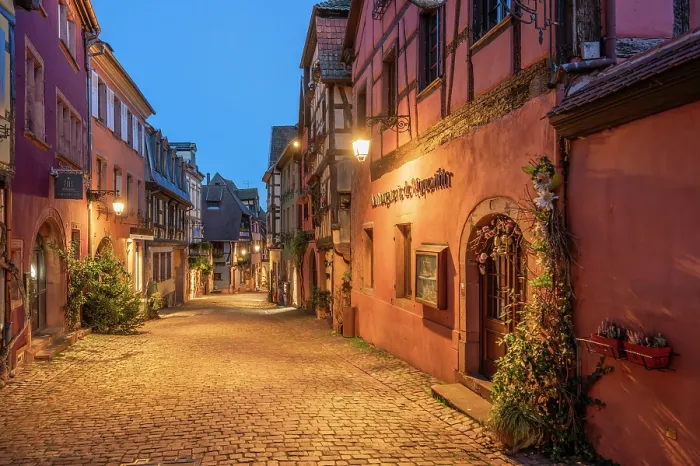 Framed Print : Riquewihr at dusk, Alsace, Alsace Wine Road, Haut-Rhin, Grand Est, France Framed Print : Riquewihr at dusk, Alsace, Alsace Wine Road, Haut-Rhin, Grand Est, France