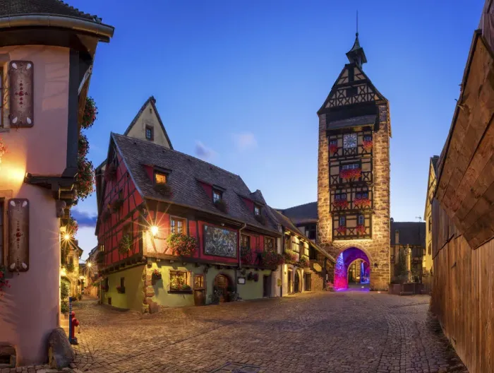Framed Print : Riquewihr at Night, Alsace, France Framed Print : Riquewihr at Night, Alsace, France