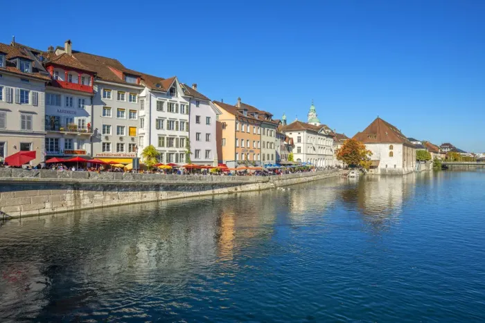 Framed Print : River Aare with Landhaus and St. Ursen cathedral, Solothurn, Switzerland Framed Print : River Aare with Landhaus and St. Ursen cathedral, Solothurn, Switzerland
