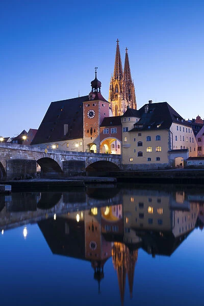 River Danube Reflections, Regensburg, Bavaria, Germany