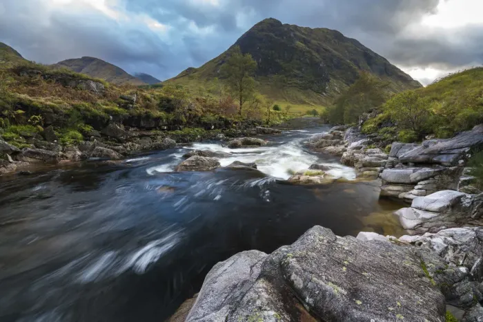 Framed Print : River Etive stream flowing through rocks in Glen Coe, Highland Region, Scotland, United Framed Print : River Etive stream flowing through rocks in Glen Coe, Highland Region, Scotland, United