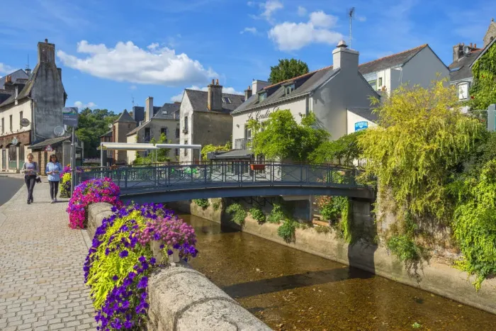 Framed Print : River Isole at Quimperle, Departement Finistere, Brittany, France