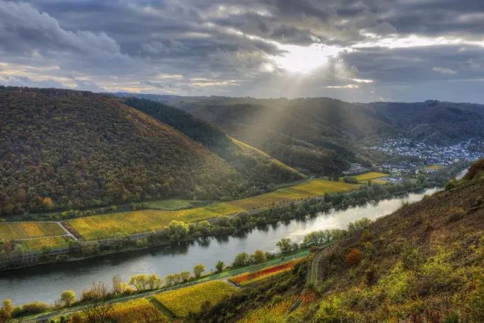 Framed Print : River Mosel with Sehl at fall, Rhineland-Palatinate, Germany Framed Print : River Mosel with Sehl at fall, Rhineland-Palatinate, Germany