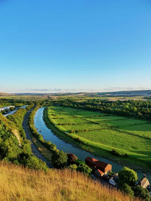 Framed Print : River Ouse at sunset, elevated view, Lewes, East Sussex, England, United Kingdom Framed Print : River Ouse at sunset, elevated view, Lewes, East Sussex, England, United Kingdom