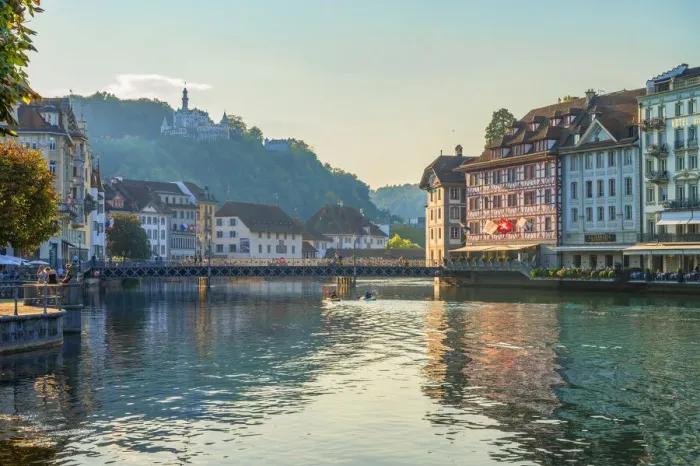 Framed Print : River Reuss at Lucerne, canton Lucerne, Switzerland Framed Print : River Reuss at Lucerne, canton Lucerne, Switzerland