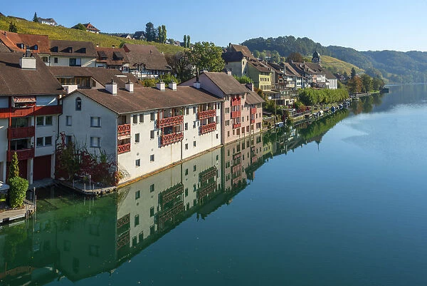 River Rhine with Eglisau, Zurich, Switzerland