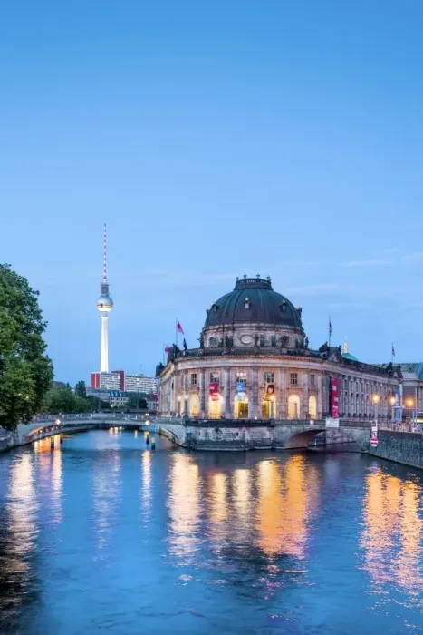 Framed Print : River Spree, Bode Museum and TV tower, Museum Island, Berlin, Germany