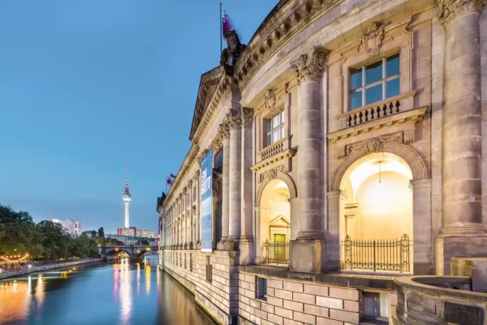 Framed Print : River Spree, Bode Museum and TV tower, Museum Island, Berlin, Germany
