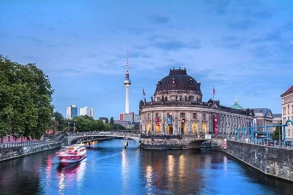 River Spree, Bode Museum and TV tower, Museum Island, Berlin, Germany