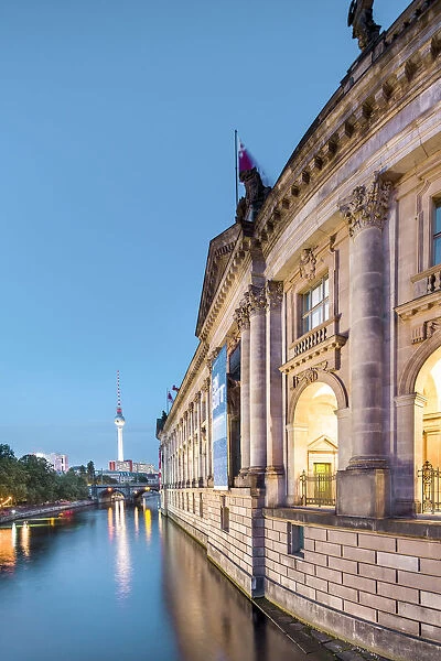 River Spree, Bode Museum and TV tower, Museum Island, Berlin, Germany