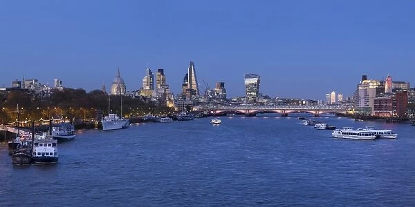 River Thames and City of London, London, England
