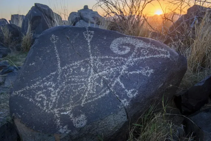 Framed Print : Three Rivers Petroglyph Site, BLM, New Mexico, USA