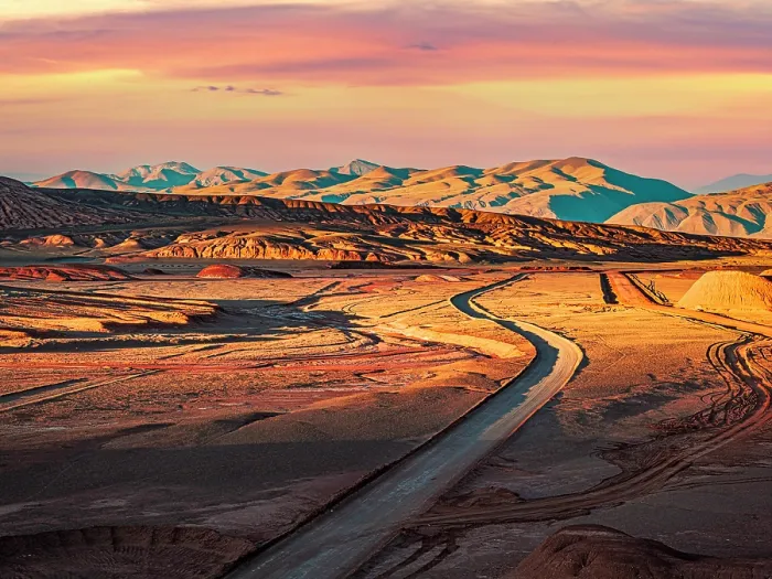 Framed Print : Road crossing the red landscape of Labyrinth desert, Puna, Salta, Argentina Framed Print : Road crossing the red landscape of Labyrinth desert, Puna, Salta, Argentina