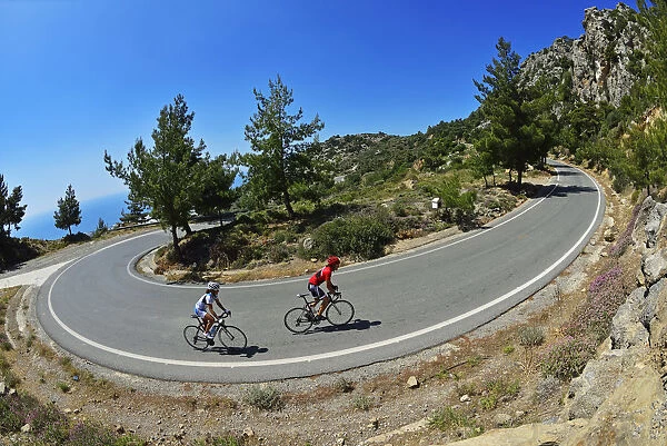 Road cyclists at Episkopi, Crete, Greece, Europe MR