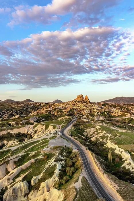 Framed Print : Road leading to Uchisar village at sunrise, Cappadocia, Nevsehir Province, Central Anatolia, Turkey Framed Print : Road leading to Uchisar village at sunrise, Cappadocia, Nevsehir Province, Central Anatolia, Turkey