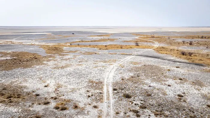 Framed Print : Road to nowhere, Makgadikgadi Salt Pans, Botswana
