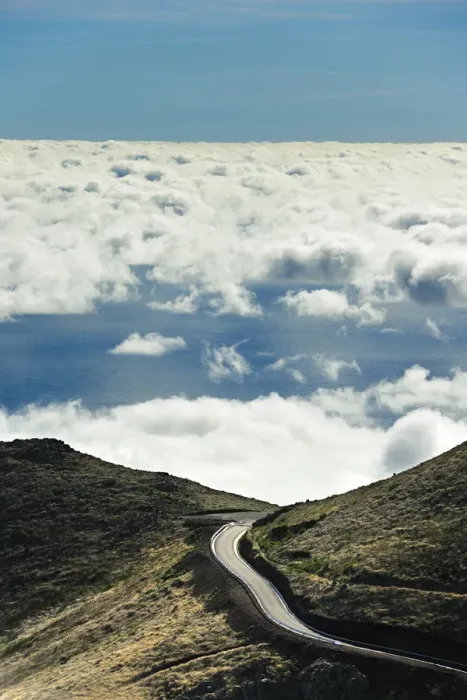 Framed Print : Road to nowhere. Misty mountains of Madeira. Portugal Framed Print : Road to nowhere. Misty mountains of Madeira. Portugal