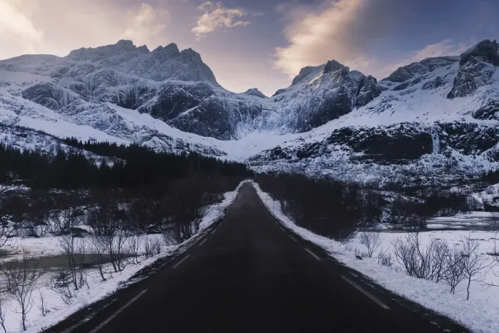 Framed Print : Road to Nusfjord in the Lofoten islands, Norway Framed Print : Road to Nusfjord in the Lofoten islands, Norway