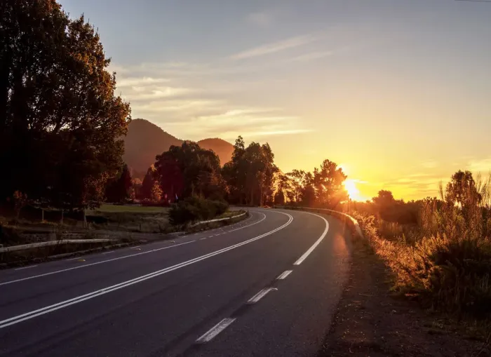 Framed Print : Road from Puerto Varas to Ensenada at sunset, Llanquihue Province, Los Lagos Region