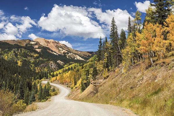 Road to Red Mountain in Autumn, Silverton, Colorado, USA